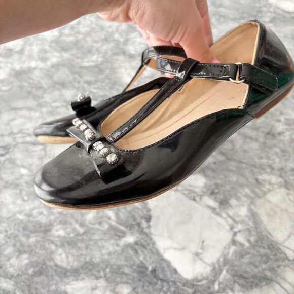 ZARA Girls Rhinestone Mary Jane Flats Dress Shoes Black Size 31 - Picture 2 of 10